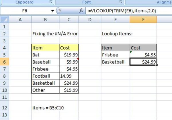 Vlookup example.